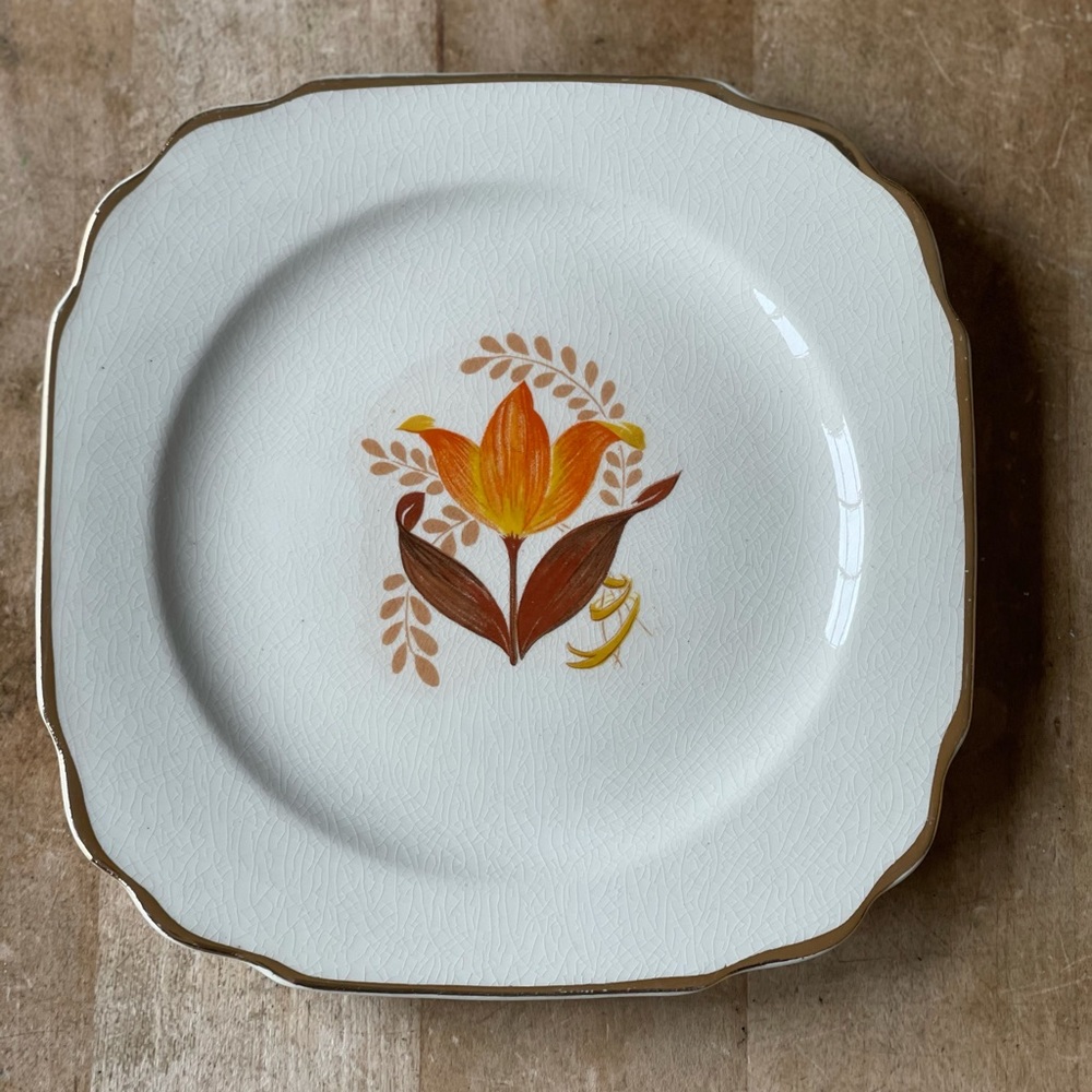 EUC Set of 6 Vintage Retro Bakerite Dishes from 1940’s with 22k gold